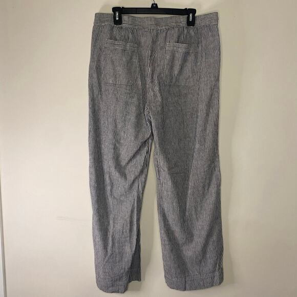Talbots Linen Blend Gray White Striped Pull On Office Work Trouser Pants 16 - Picture 6 of 14